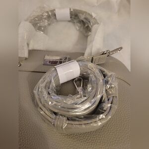 Gray Satchel Bag With Detachable Shoulder Strap